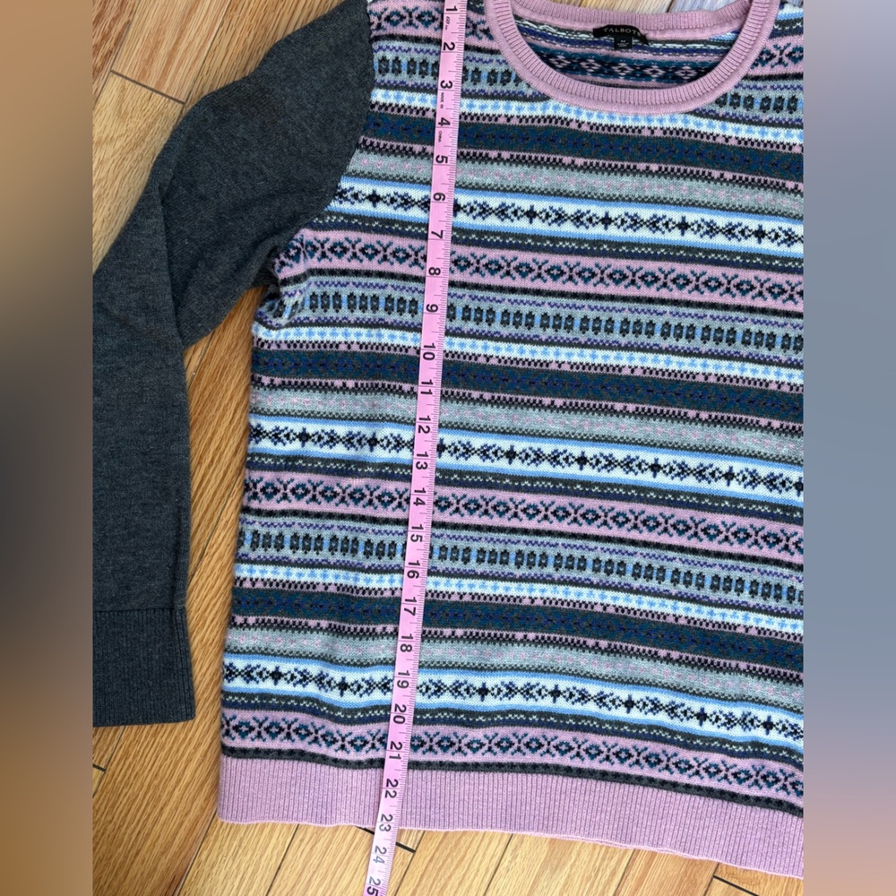 Talbots Patterned Stripe Pullover Sweater Gray Pi… - image 5